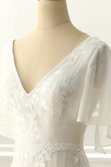 Marfim A Línea Vestido de Novia Con Apliques